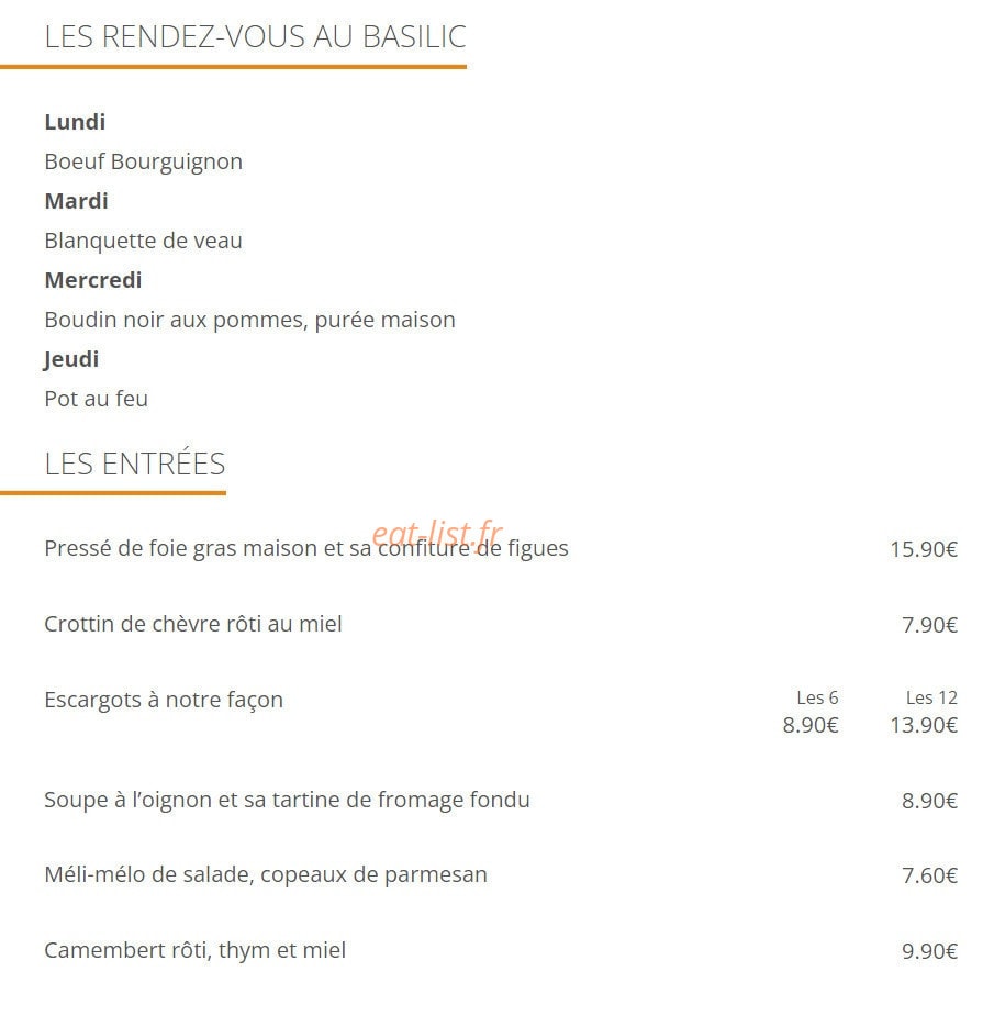 Le Basilic — carte page 4