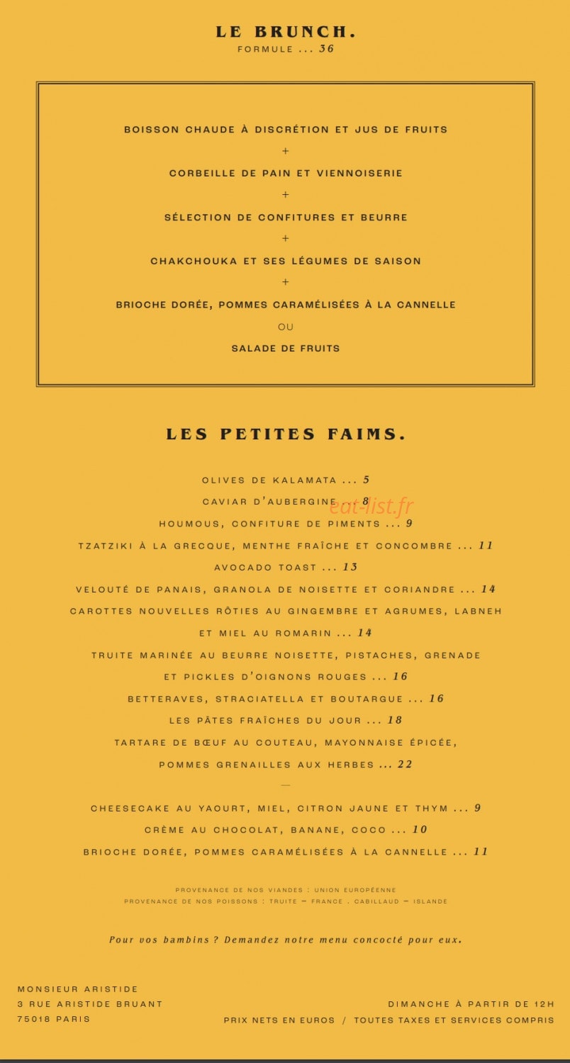 Le Café Aristide — carte page 7