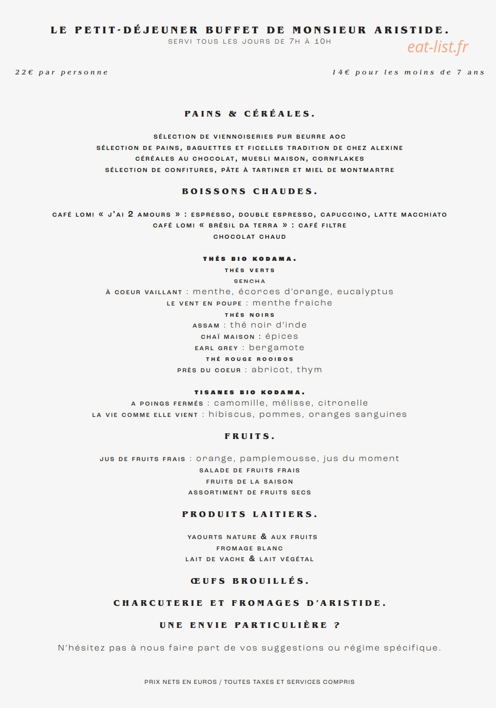 Le Café Aristide — carte page 6