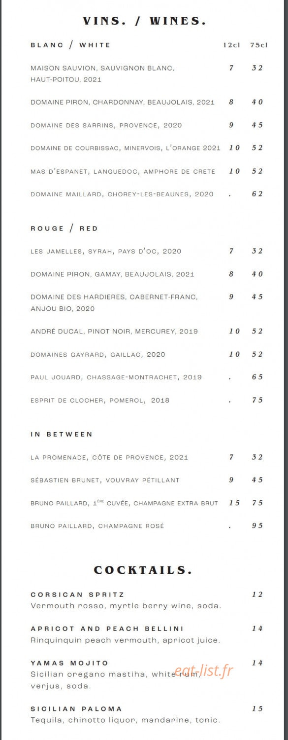 Le Café Aristide — carte page 3