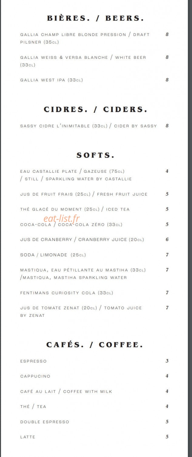 Le Café Aristide — carte page 4