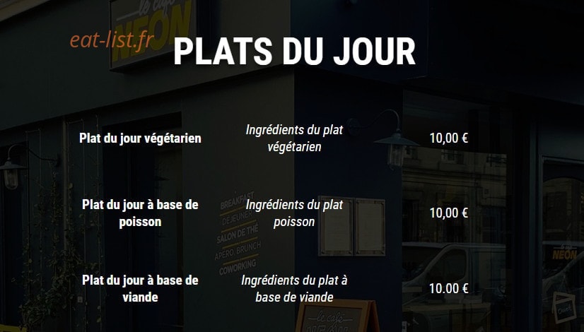 Le Café Neon — carte page 1