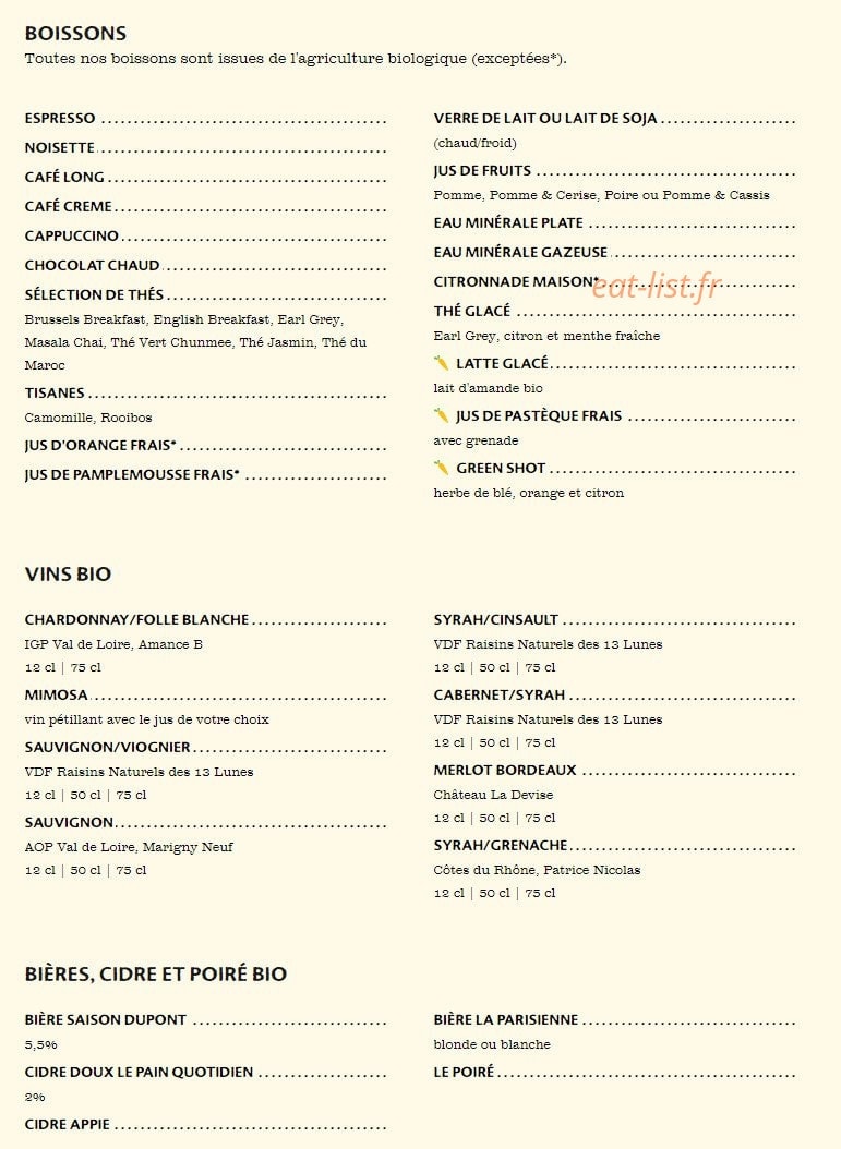 Le Pain Quotidien — carte page 4