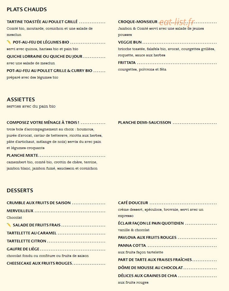 Le Pain Quotidien — carte page 6