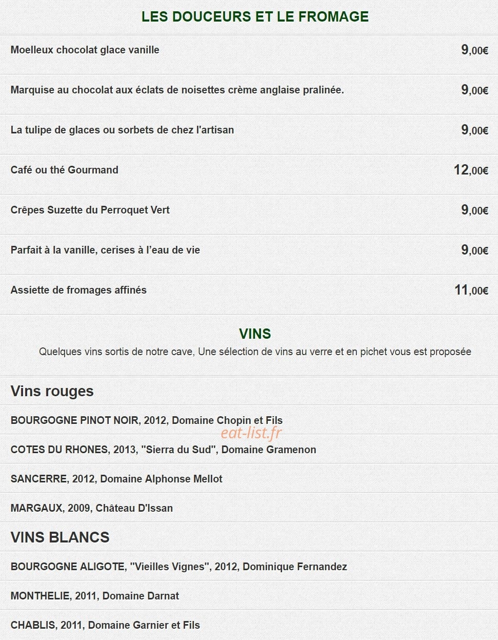 Le perroquet vert — carte page 1