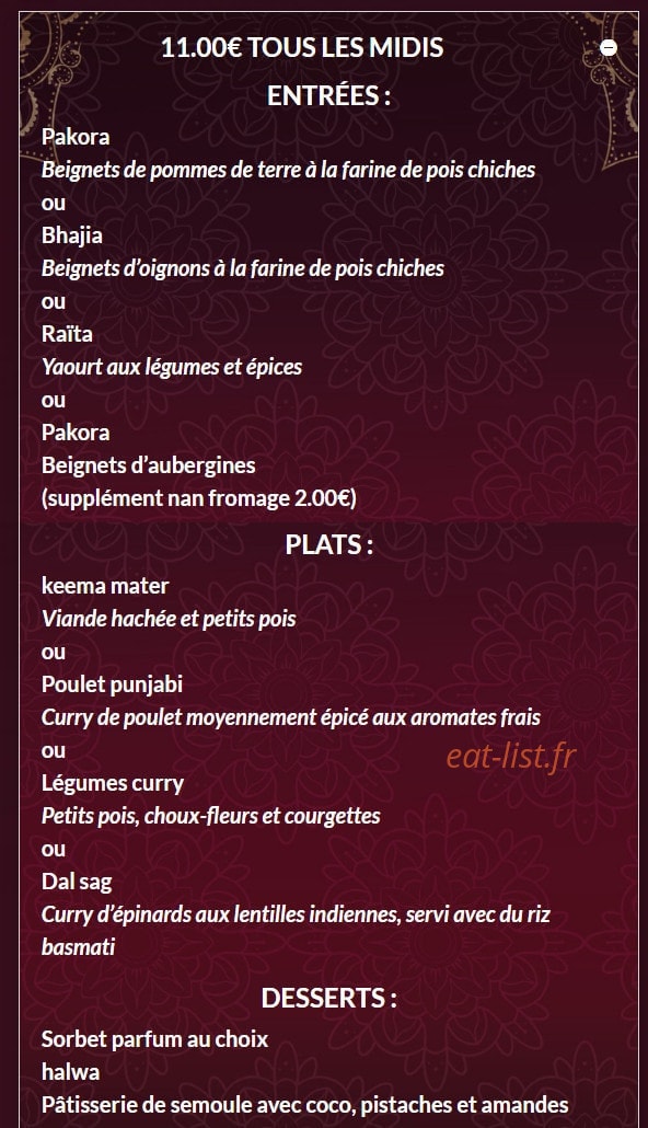 Le Raj's Palace — carte page 6