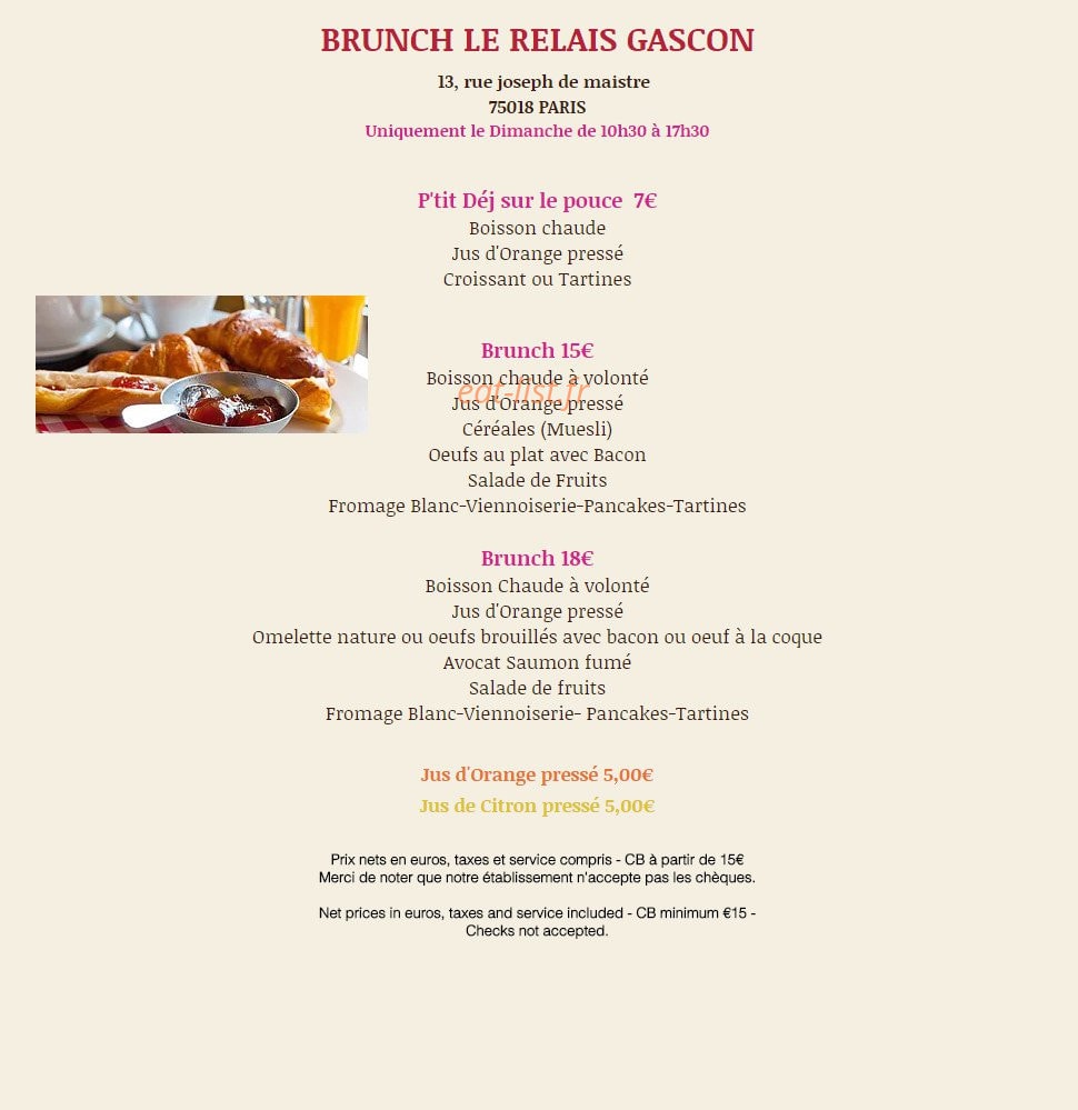 Le Relais Gascon — carte page 6