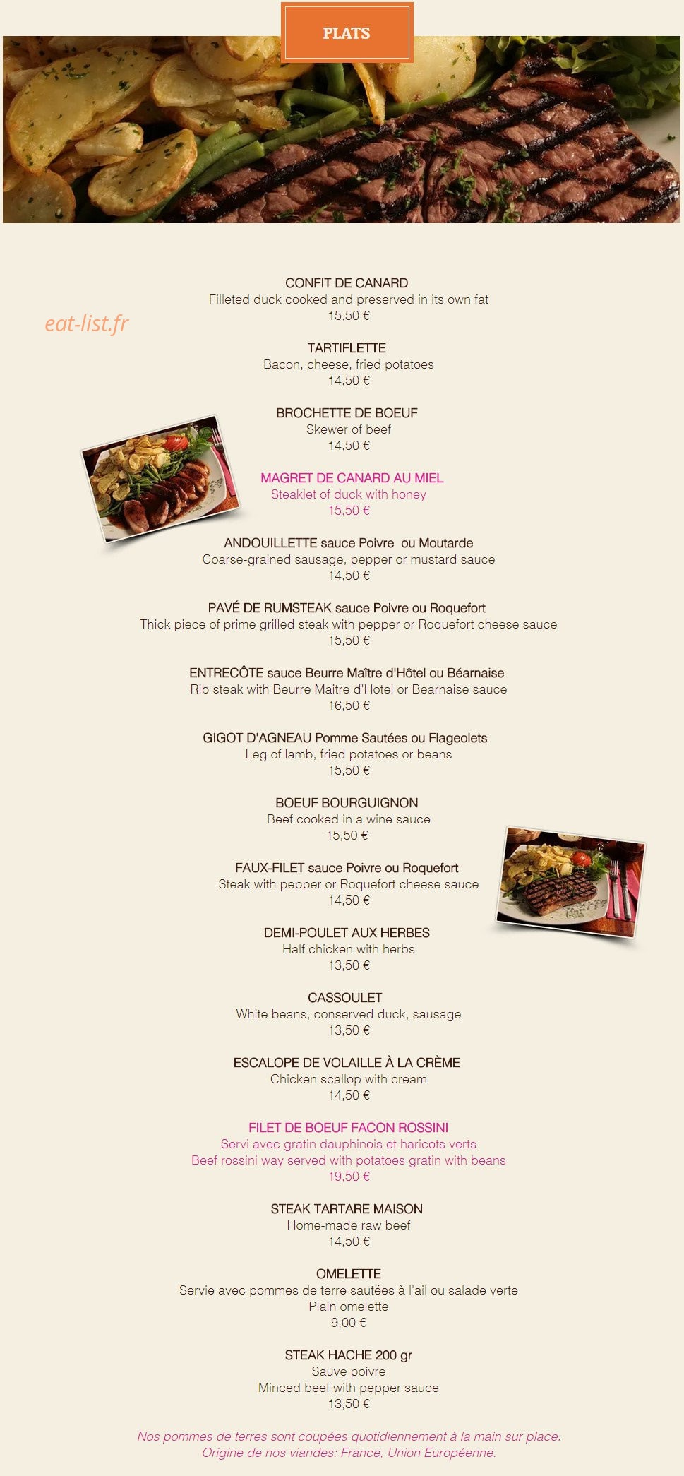 Le Relais Gascon — carte page 3