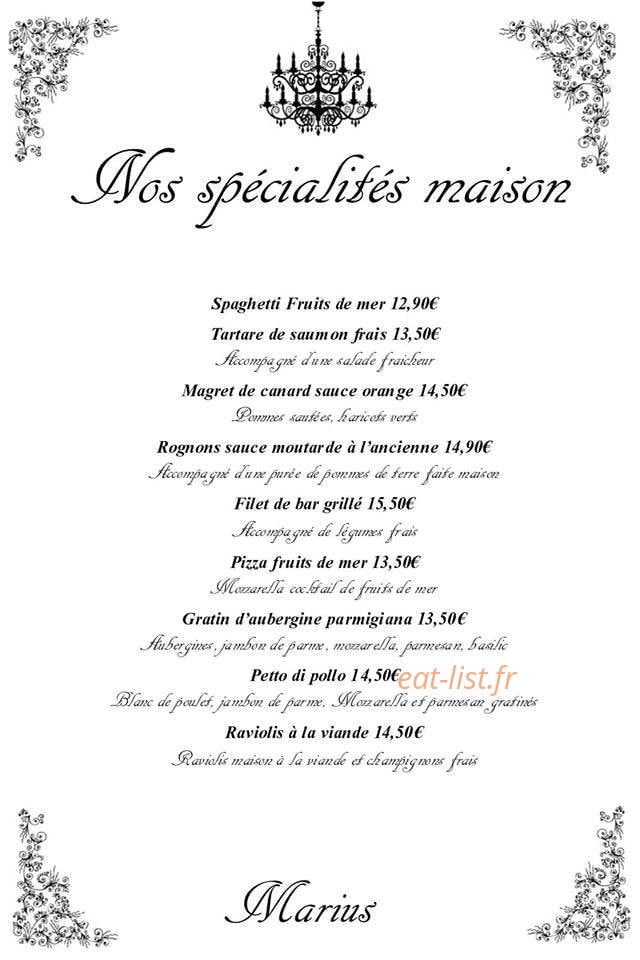Marius Restaurant — carte page 4