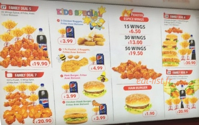 Maxin Chicken — carte page 1