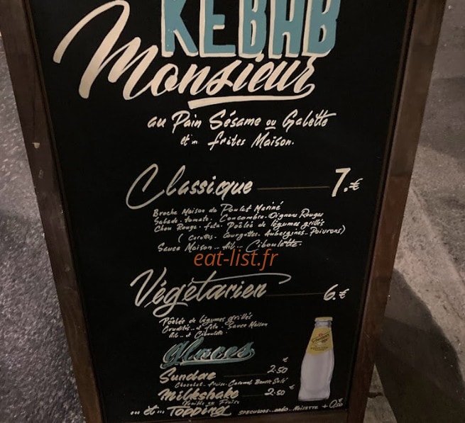 Monsieur Kebab — carte page 1