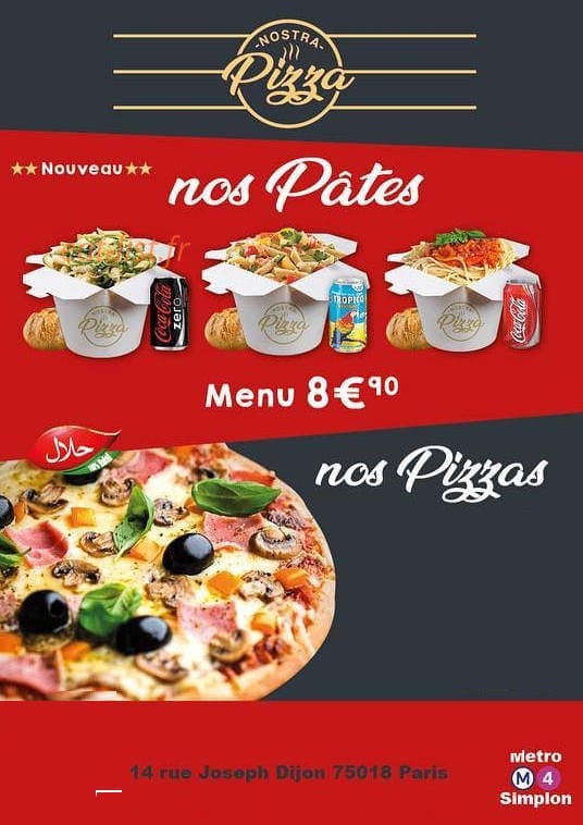 Nostra Pizza — carte page 1