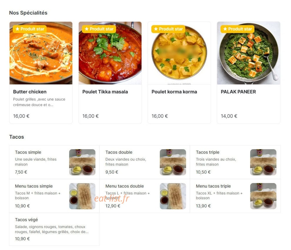 Nud Burger — carte page 1