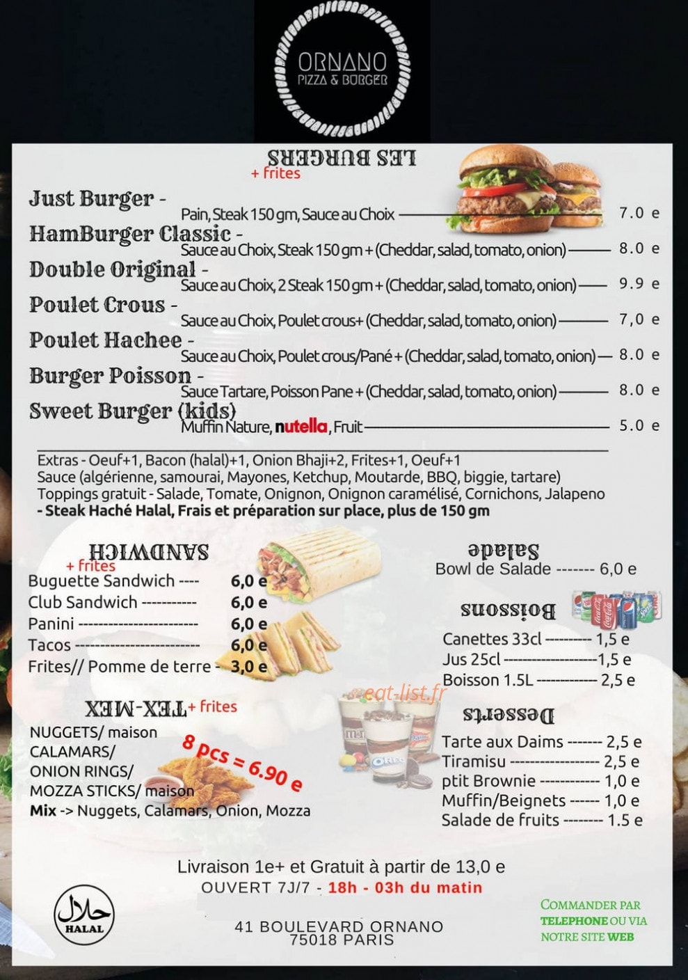 Ornano Pizza & Burger — carte page 2