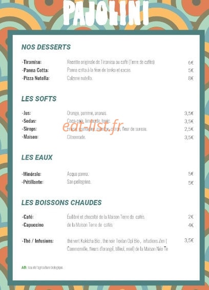 Pajol'ini pizza — carte page 2