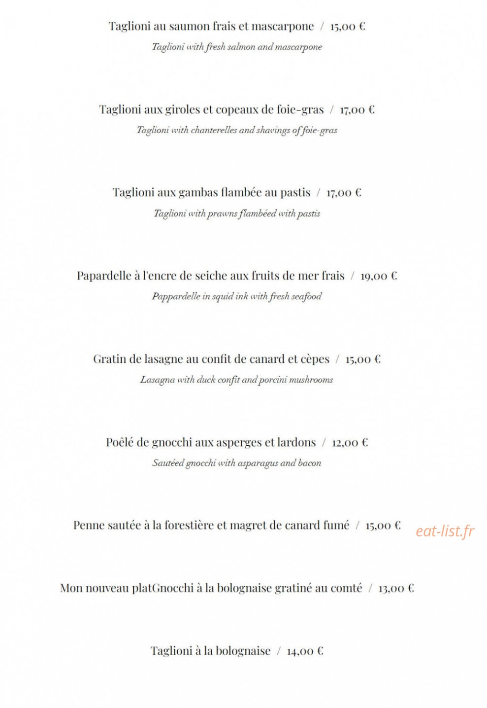 Pasta Wawa — carte page 4