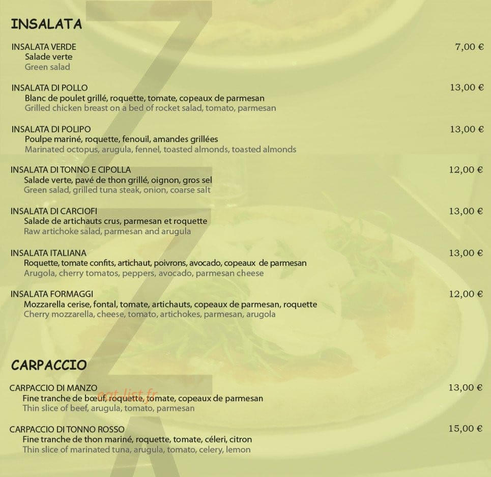 Pizza Caratello — carte page 2