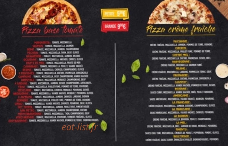 Pizza cinqo — carte page 1