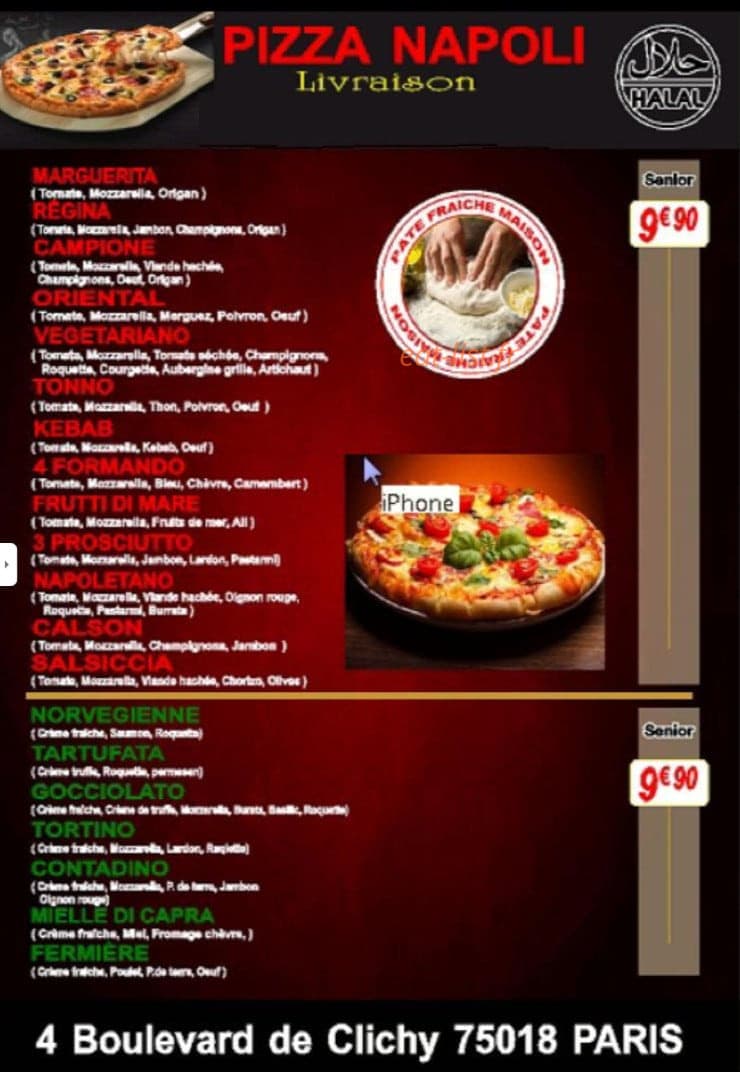 Pizza Napoli — carte page 1