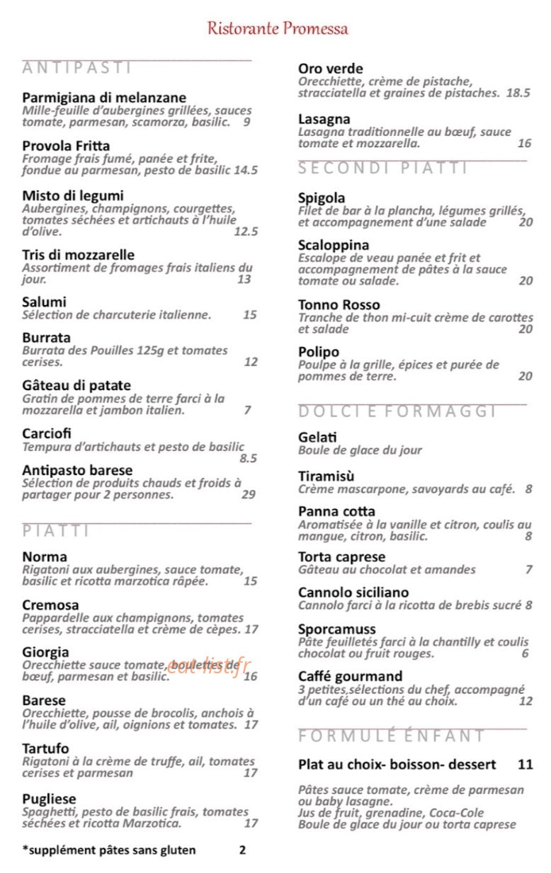 Promessa — carte page 1