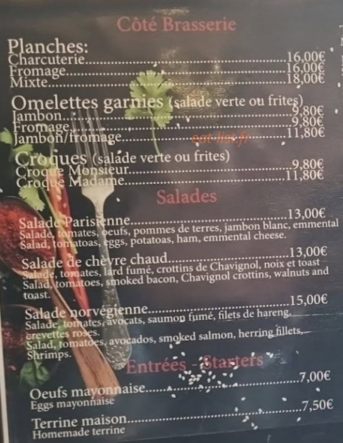 Pub Montmartre — carte page 1