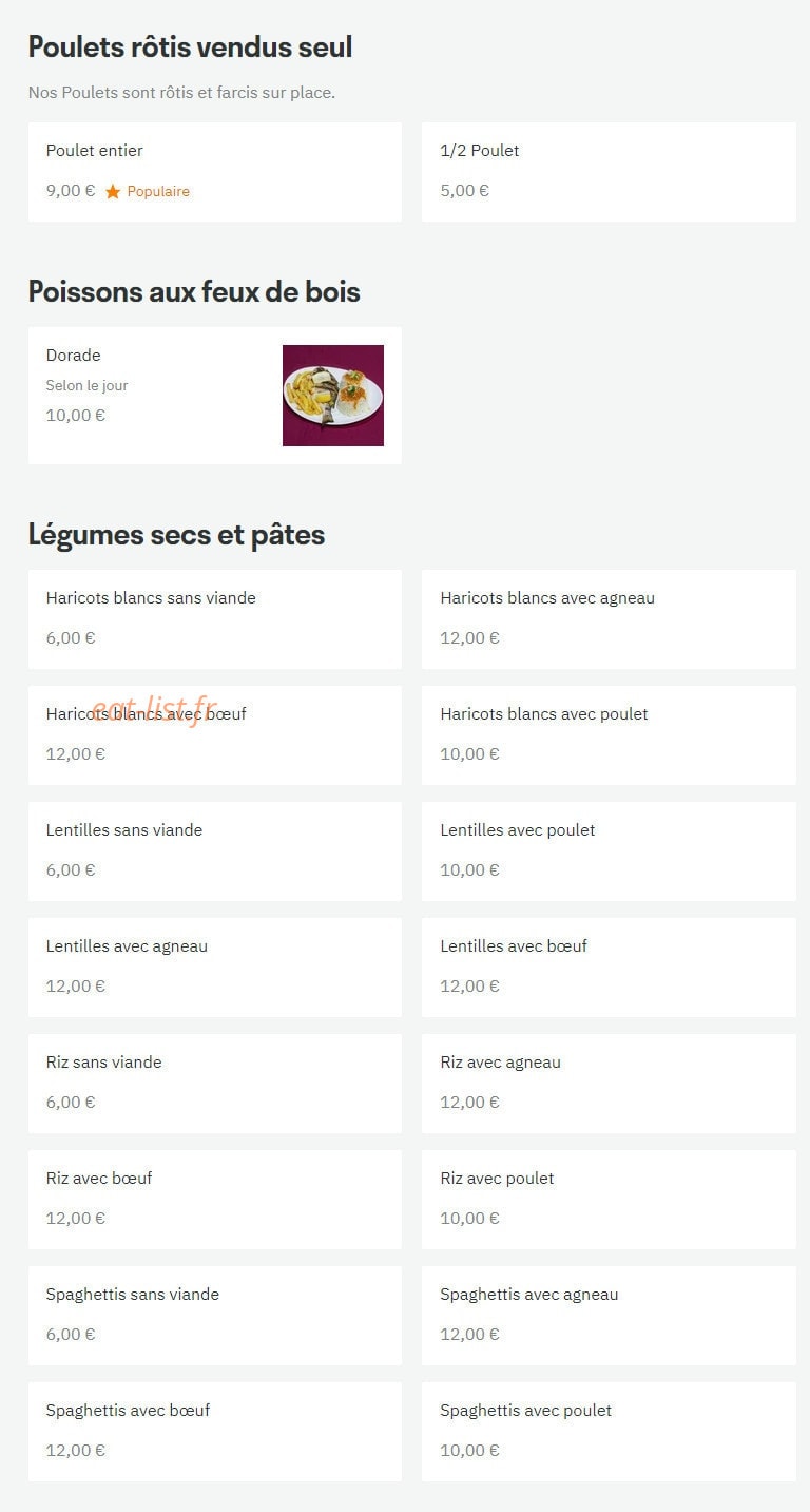 Restaurant de l'Espoir — carte page 5