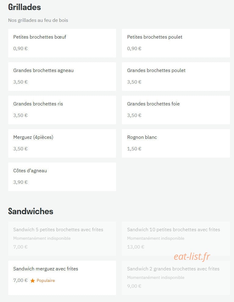 Restaurant de l'Espoir — carte page 4