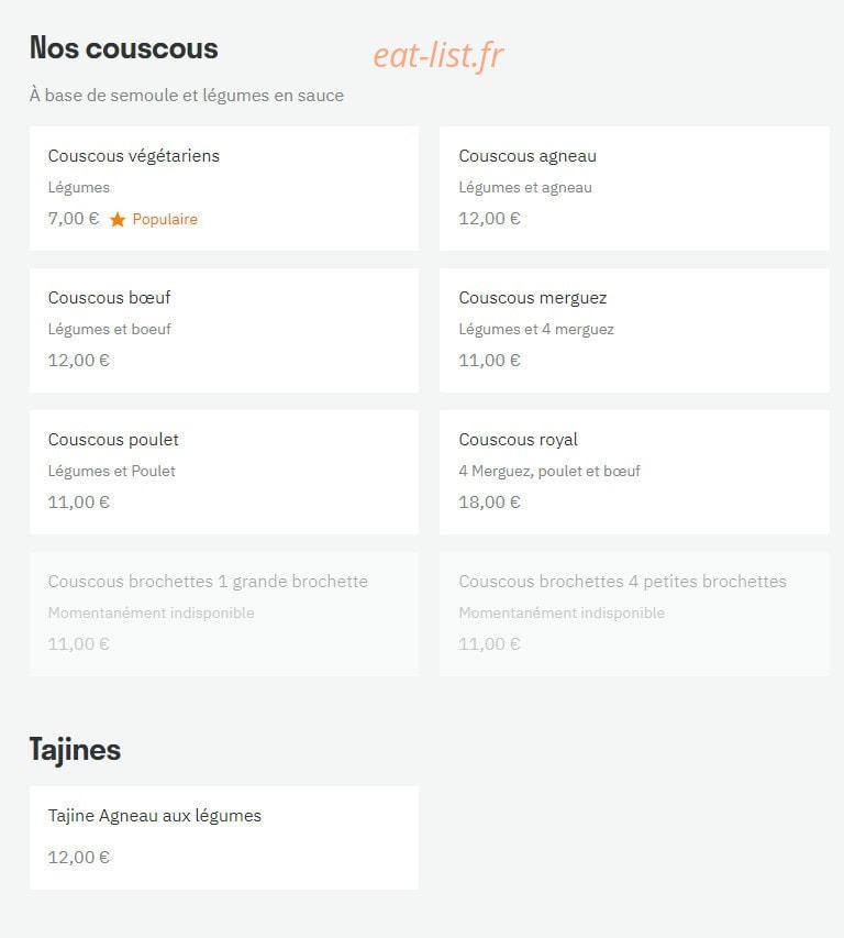 Restaurant de l'Espoir — carte page 3