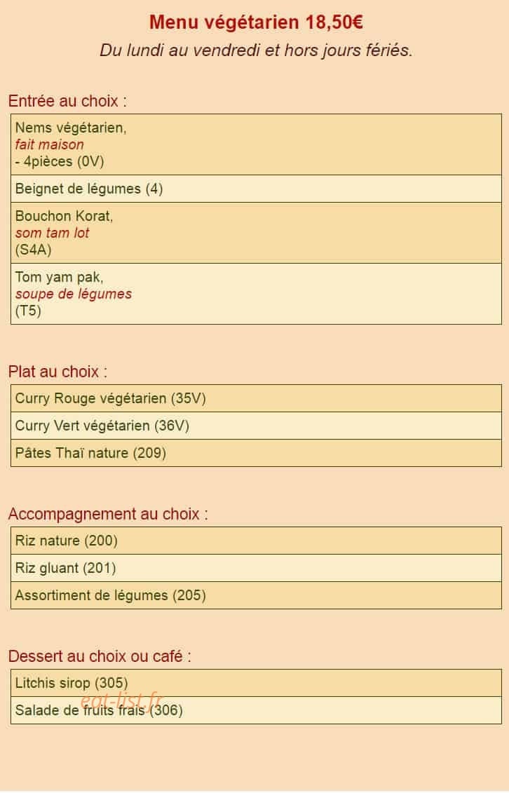Restaurant Korat — carte page 18