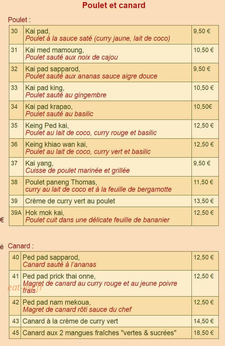 Restaurant Korat — carte page 4