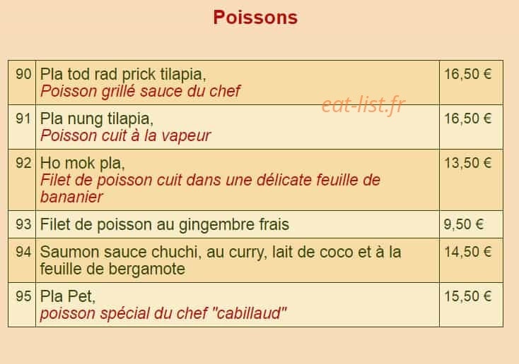 Restaurant Korat — carte page 9