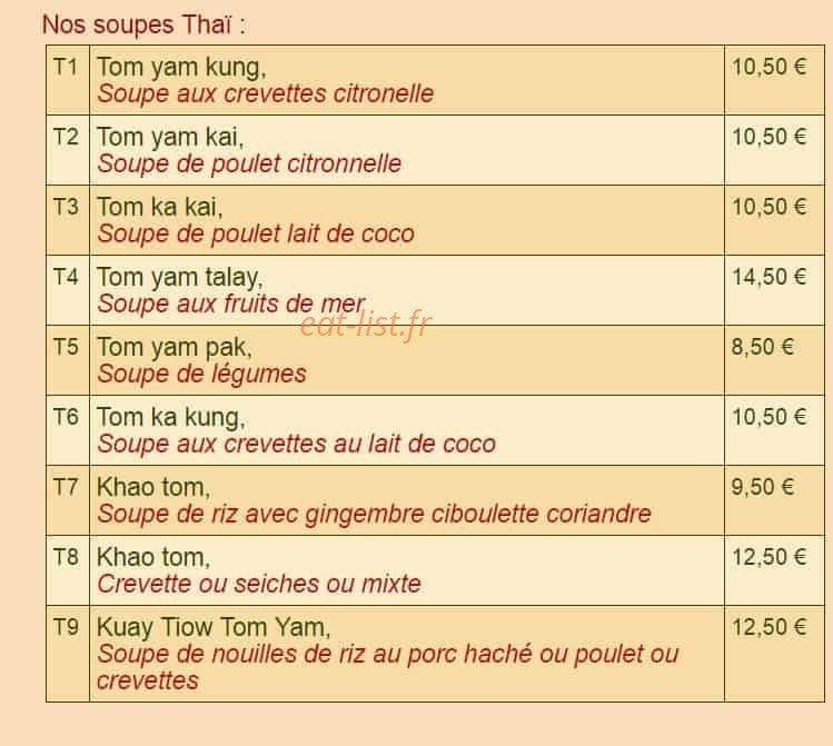 Restaurant Korat — carte page 3