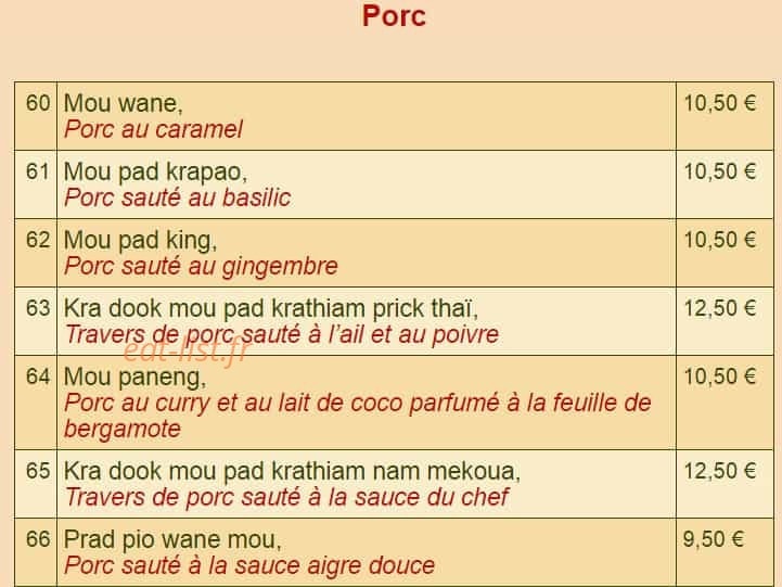 Restaurant Korat — carte page 5
