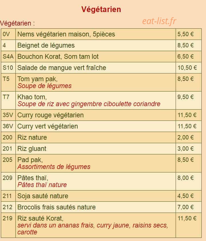 Restaurant Korat — carte page 11