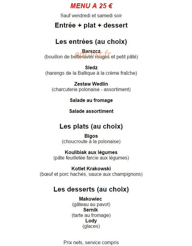 Restaurant Polonais Mazurka — carte page 7