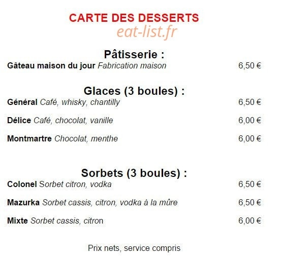 Restaurant Polonais Mazurka — carte page 3