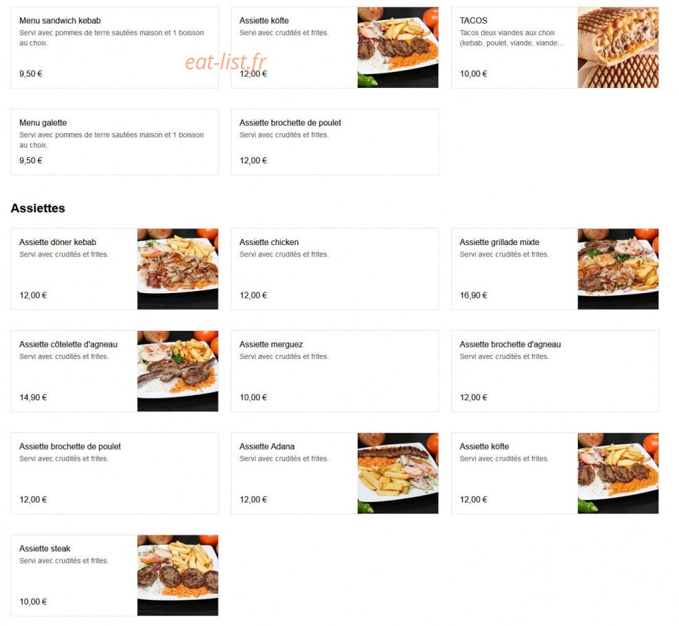 Restaurant Rime — carte page 1