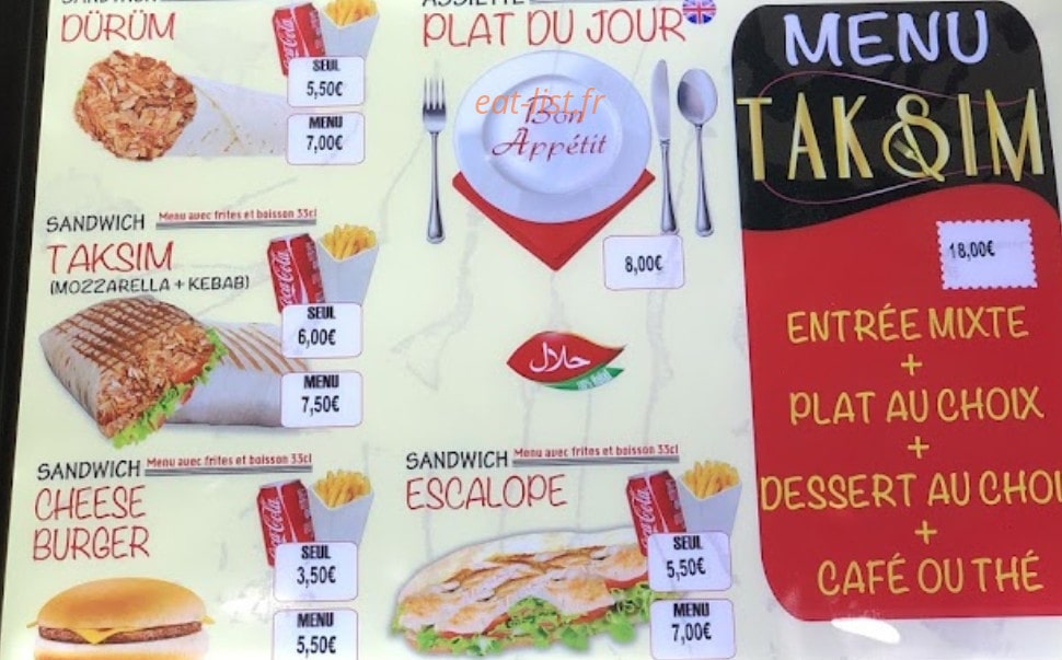 Restaurant Taksim — carte page 2