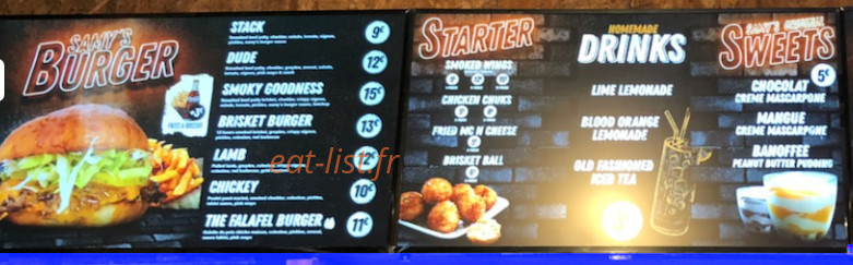 Samy’s Barbecue — carte page 1