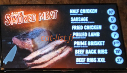 Samy’s Barbecue — carte page 2