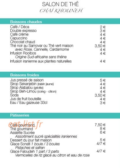 Sohan Café — carte page 2