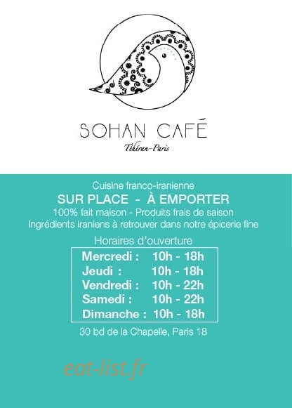 Sohan Café — carte page 1