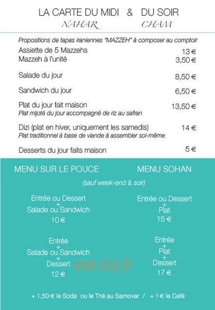 Sohan Café — carte page 3