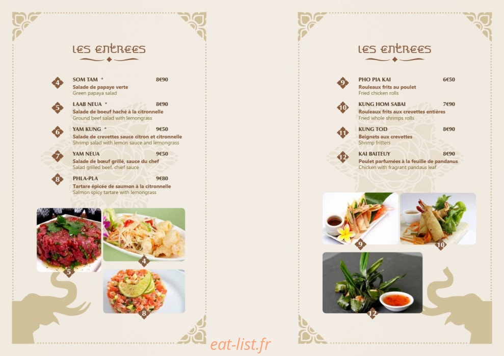 Soji Thaï — carte page 3