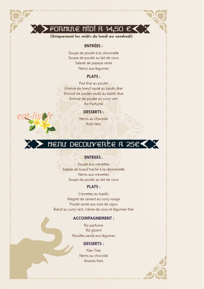 Soji Thaï — carte page 8