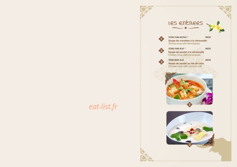 Soji Thaï — carte page 2