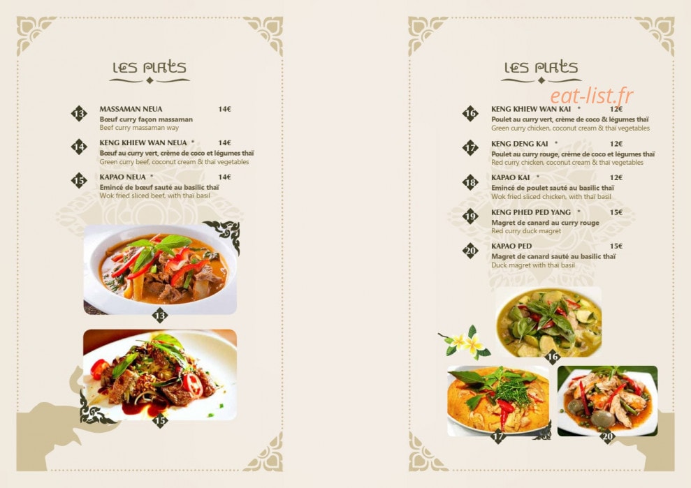 Soji Thaï — carte page 4