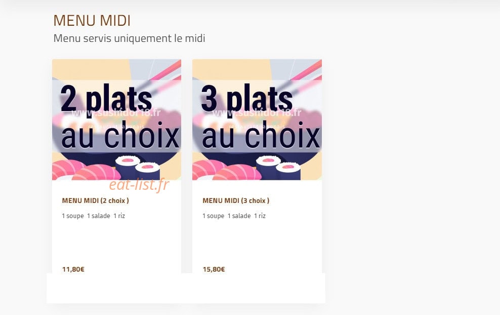 Sushi d'Or — carte page 1