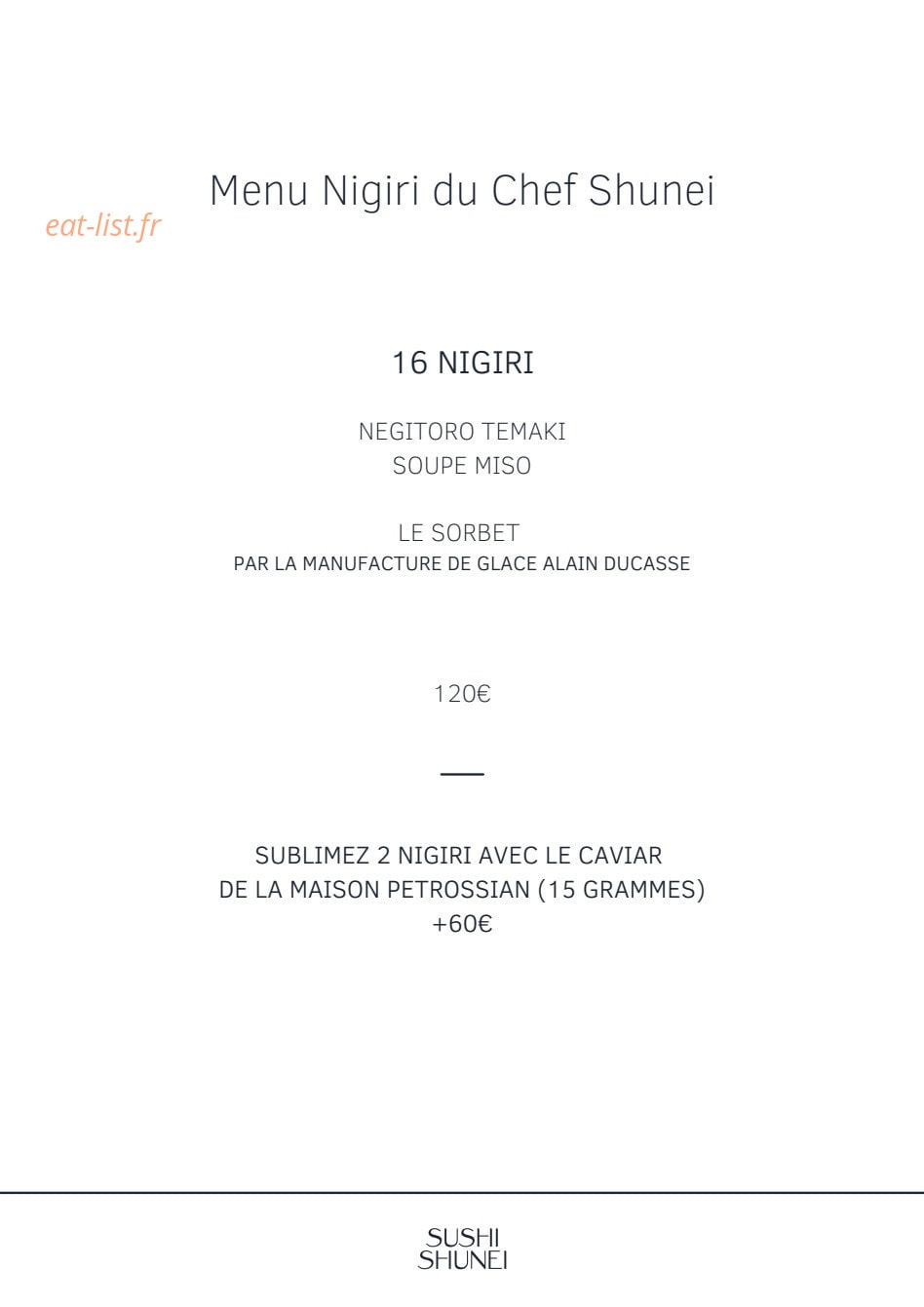 Sushi Shunei — carte page 3