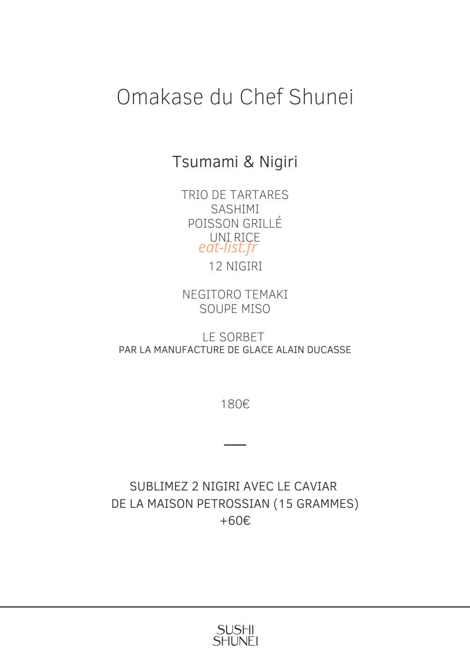 Sushi Shunei — carte page 2